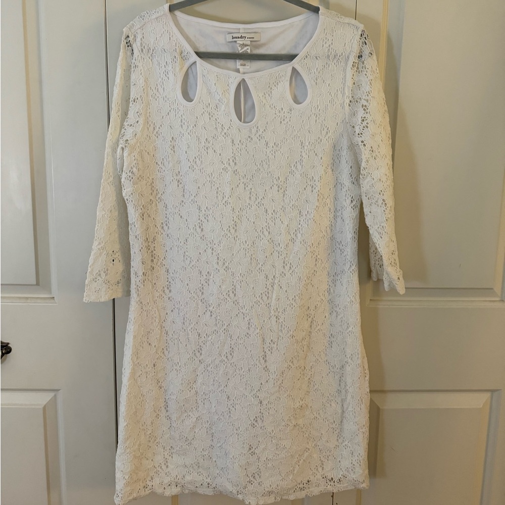 Worn once! Laundry by Design white dress- beautiful!